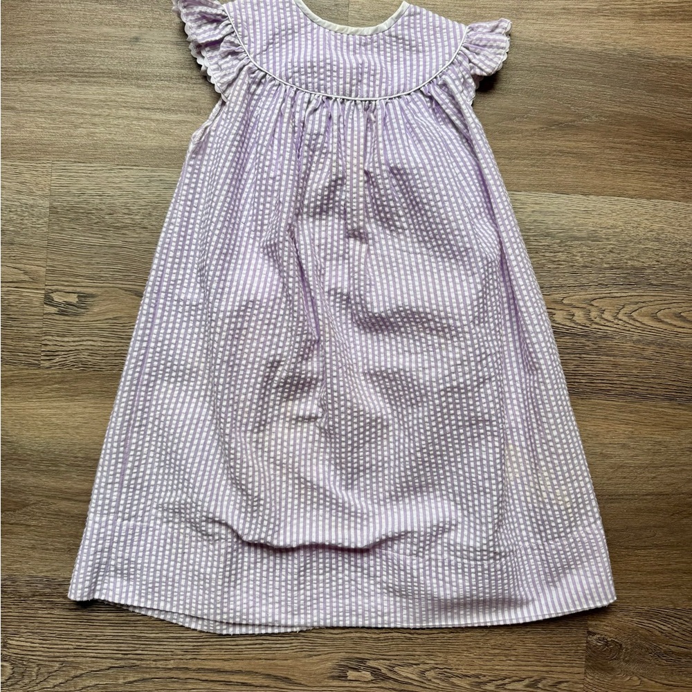 Purple Seersucker Girls Bishop Dress